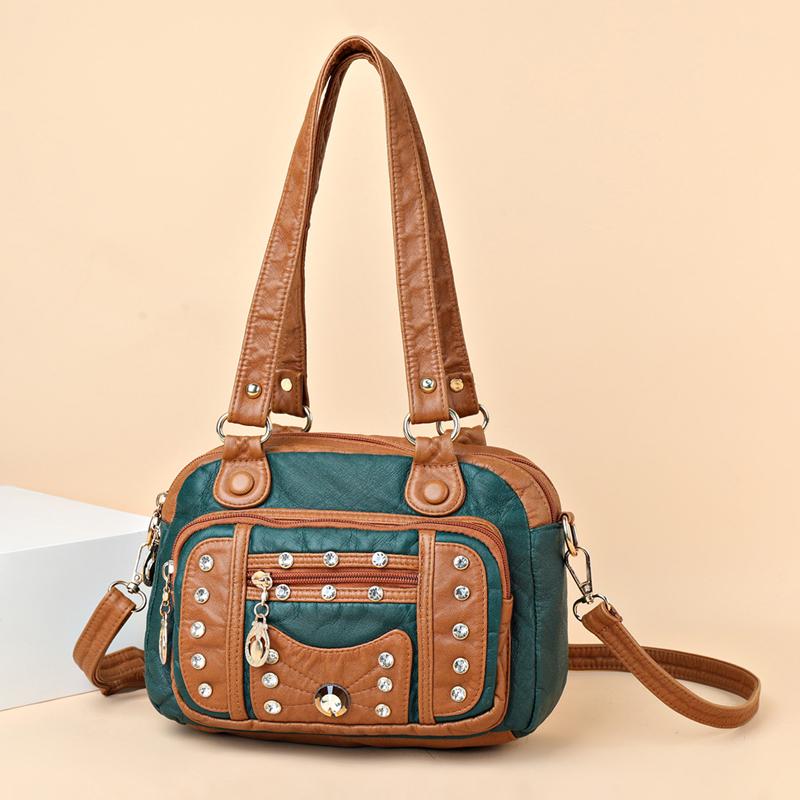 Hochwertiges Weichleder Mehrere Taschen Damenhandtaschen Luxuriöse Kleine Damen Schulter-Umhängetaschen