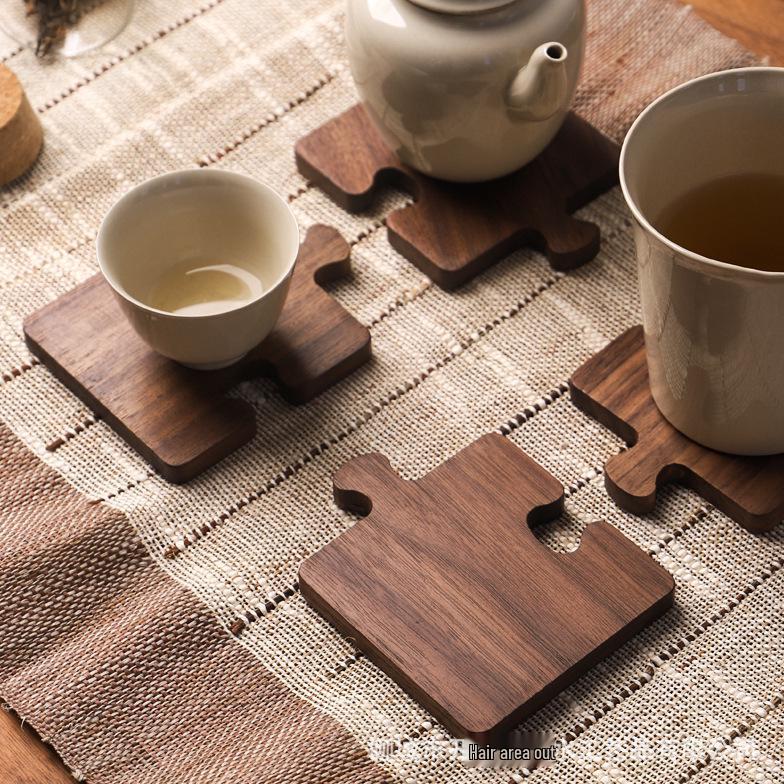 Black Walnut Tea Ceremony Coaster - Japanese Style Wood Insulation Mat and Tray