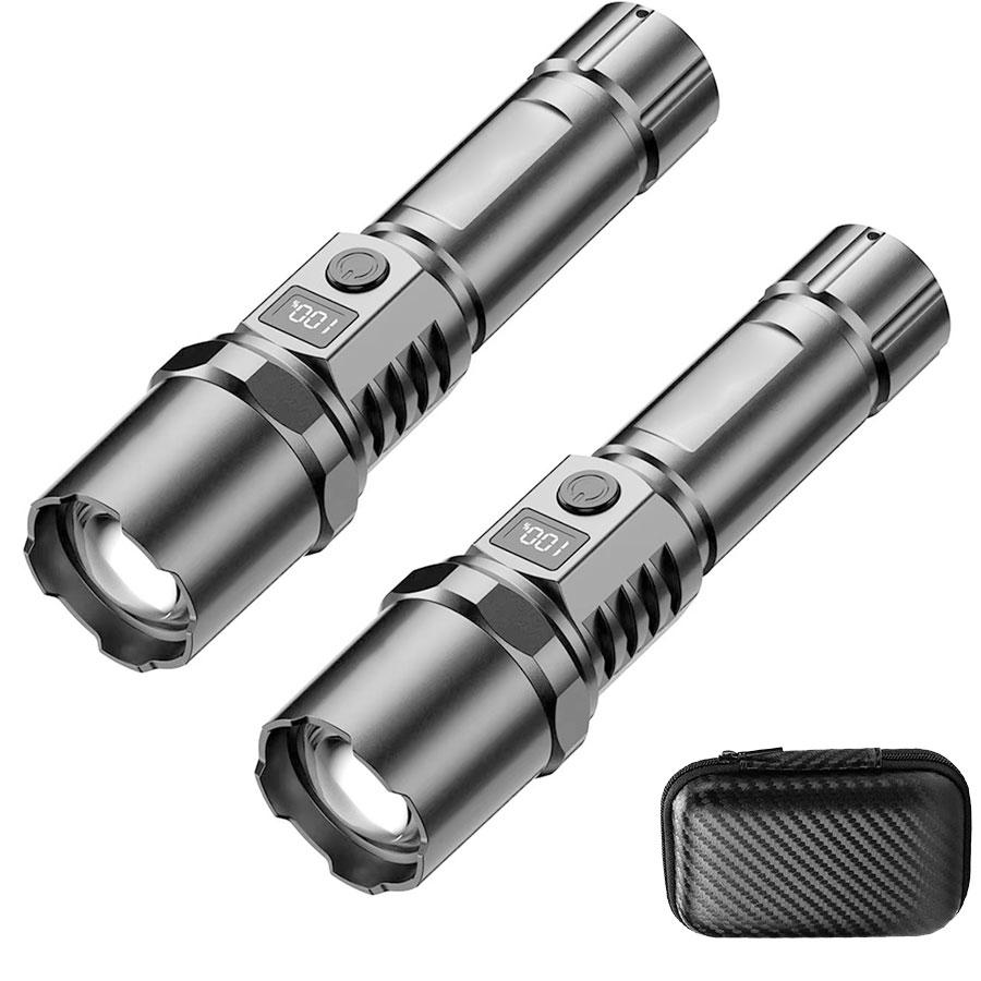 High Power XHP100 Led Flashlight Rechargeable Retractable Flashlight Digital Zoom Usb Hand Light for Camping,Outdoor and Emerge