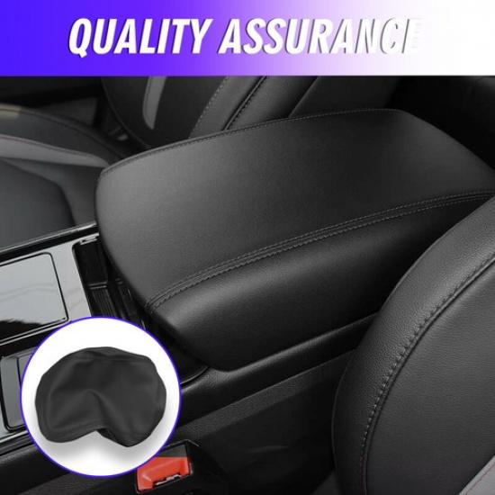 Fits For 15-20 Ford Edge Black Vinyl Leather Center Console Lid Armrest Cover