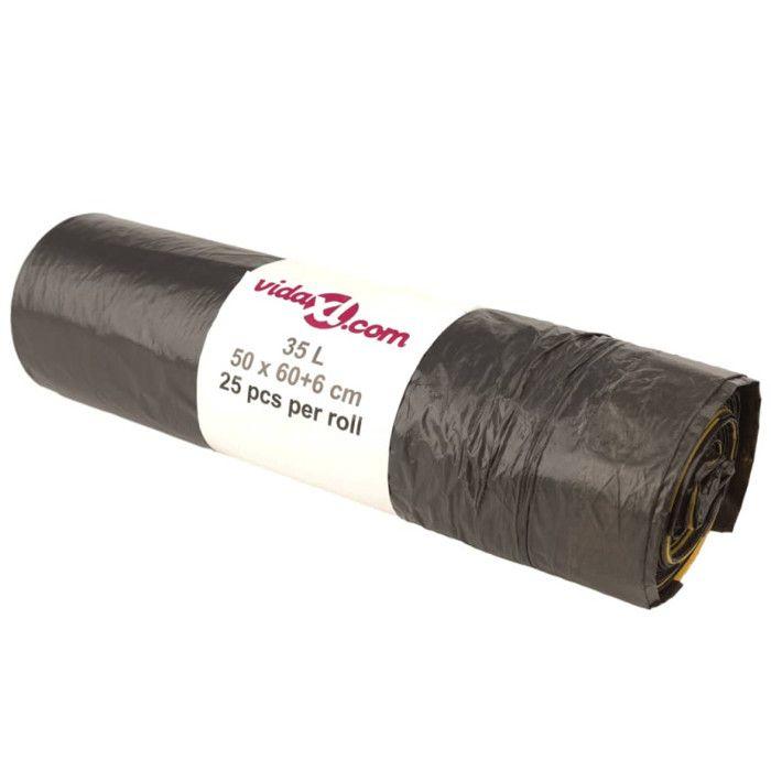 NC Sacs Poubelles Avec Cordons 250 Pcs Noir 35L Vidaxl