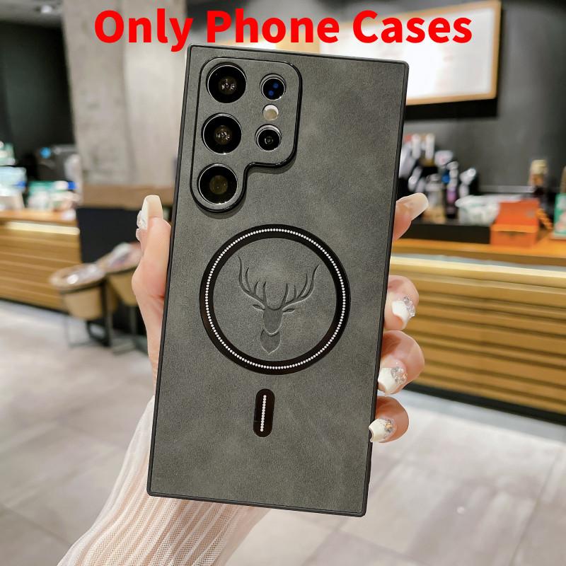 

Luxury Ultra S22 Matte Leather Cover Galaxy Wireless Charge Vintage Case Grey S22