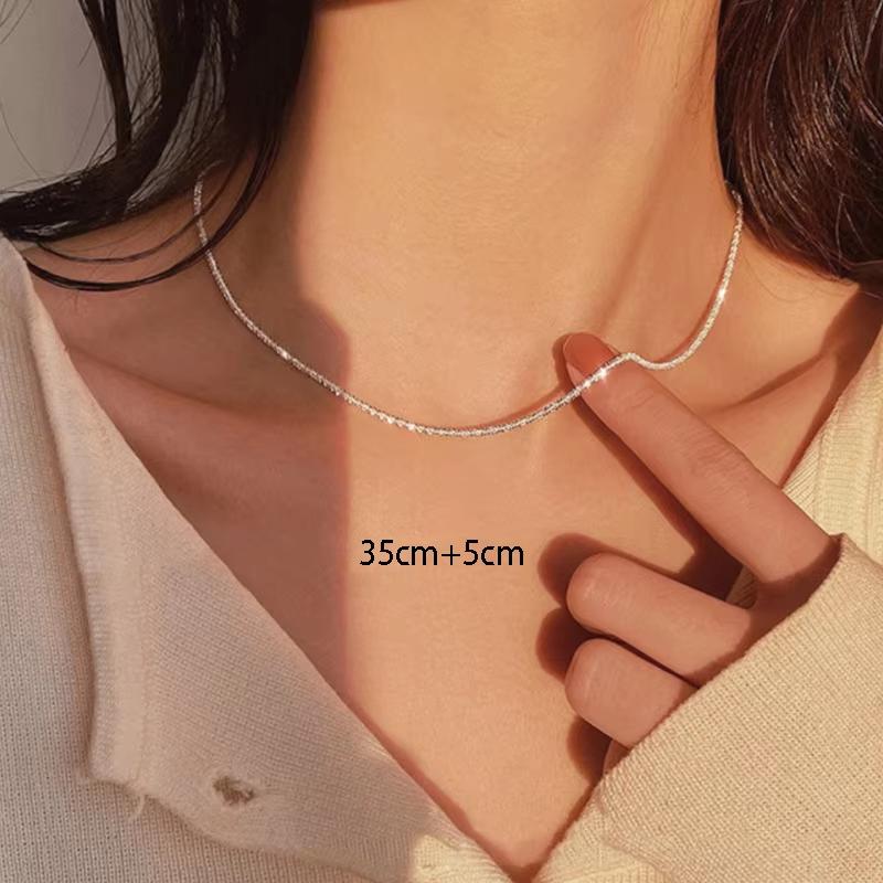 

Fashion Minimalist Sparkling Necklace for Women Trendy Silver Color Clavicle Chain Choker Girl Korean Wedding Party Jewelry Gift