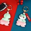 Spring Festival Cartoon Lotus Pendant Good Luck New Year Key Ring Fashion Snake Keychain  Bag Charm