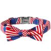 Dog Collar Leash Set Independence Day US Flag Stripe Adjustable S M L Sizes Pet Accessories
