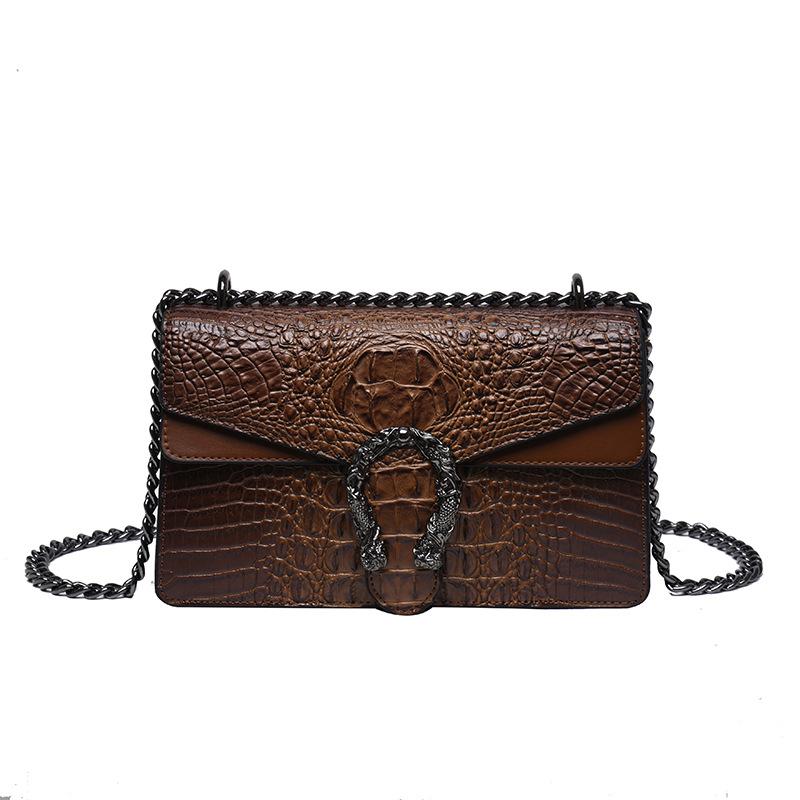

Bags Women s Bag 2025 New High-End Chain Crossbody Shoulder Bag European and American Retro Crocodile Pattern Small Square Bag