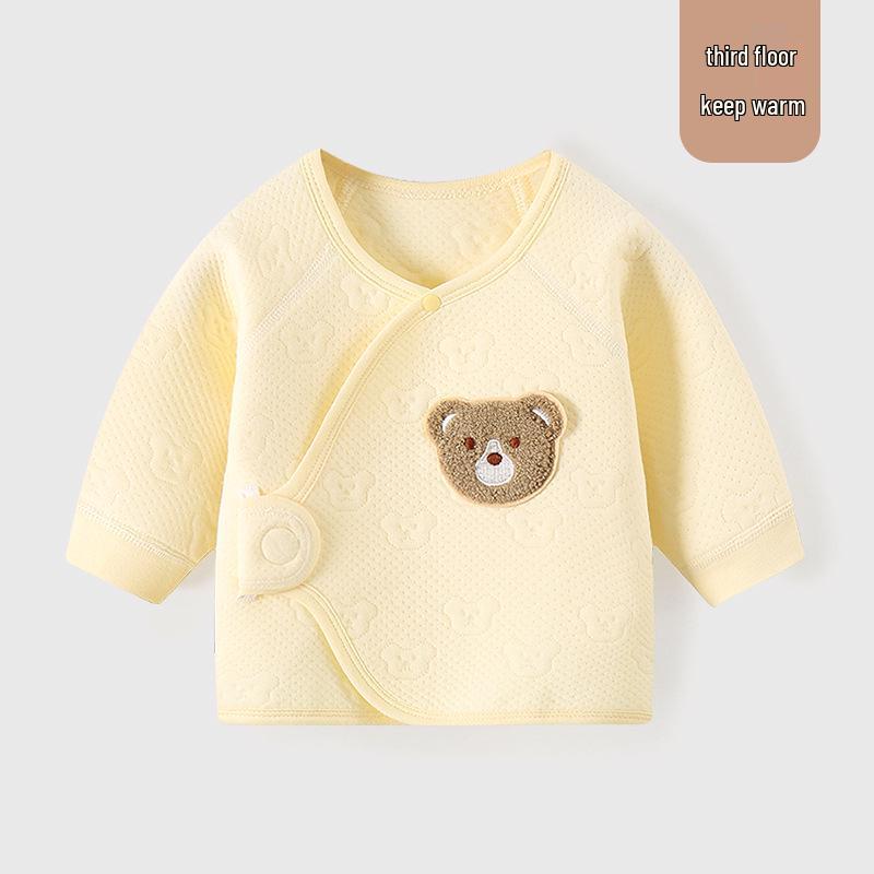 Tagless Pure Cotton Newborn Half-Back Clothes, Monk Style Top for Boys & Girls, Autumn/Winter Pajamas
