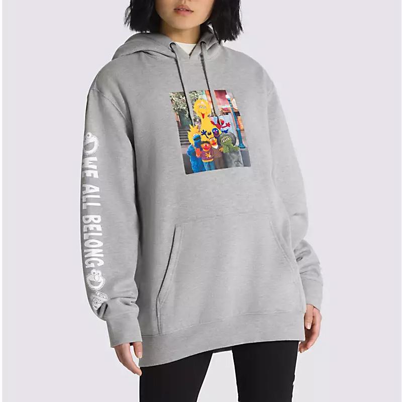 Vans X Sesame Street Collaboration SS23 Photo Print Hoodie Unisex Hoodies Gray VN0008HM02F