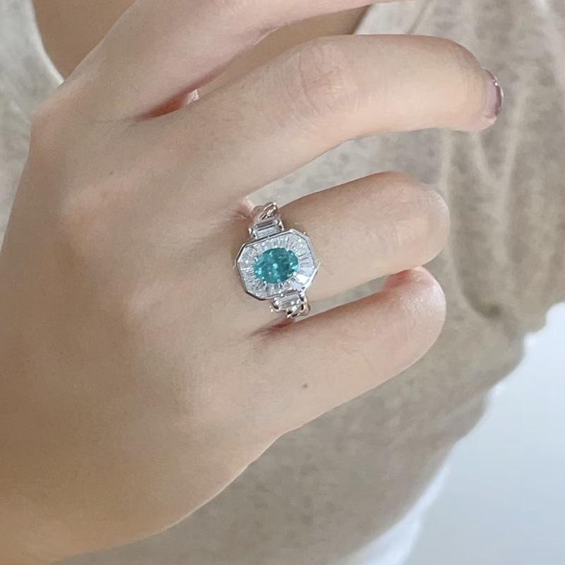 Zhuozhifan 925 Silver 1.5 Carat Paraiba Pigeon Egg Ring - Luxury Hot Seller