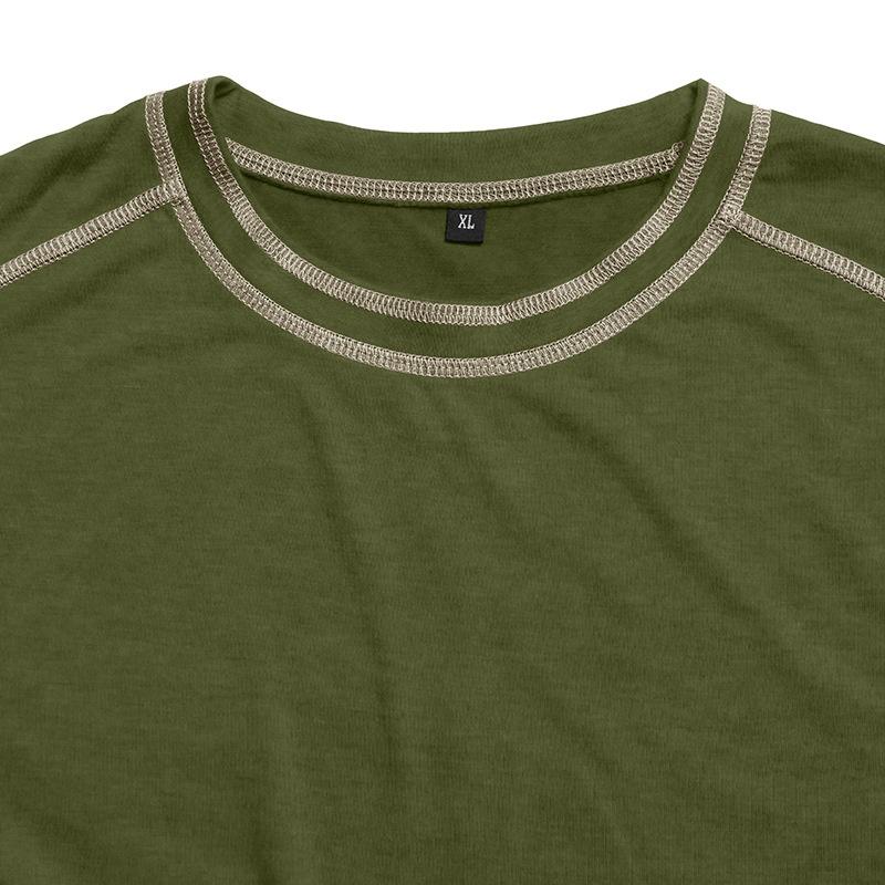 Men’s Short Sleeve Crew Neck T Shirt with Stitching Casual Lightweight Summer Top for Everyday Wear