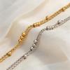 Gold Plated Double Layer Round Beads Bracelet, Stainless Steel Adjustable Thin Link Chain Bracelets, Luxury Jewelry for Women