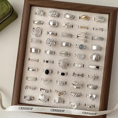 Anillo Abierto Apilable de Lujo para Mujer de Plata de Ley 925 Estilo Coreano