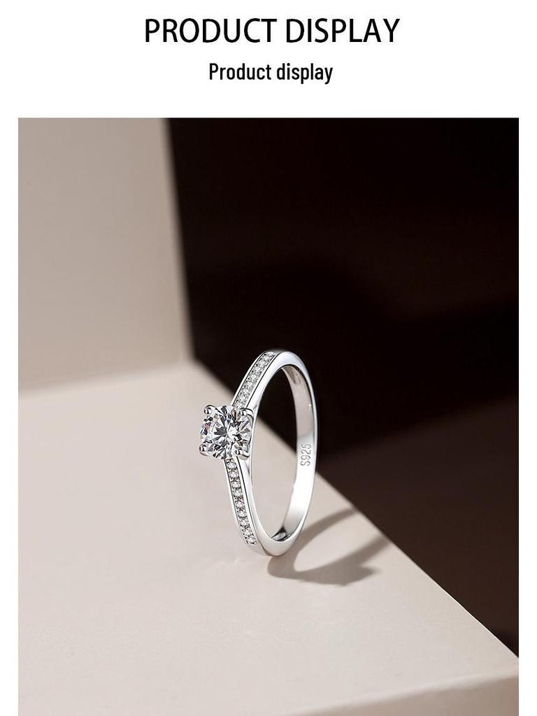 Japanese-Korean Style 0.5ct Moissanite Diamond Ring for Women, 925 Sterling Silver, High-End Niche Design