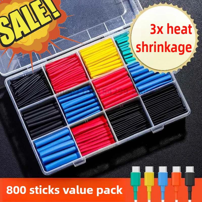 128/164/328/560/650/800PCS Heat Shrink Tubing 2:1Wire Cable Wrap Assortment Electric Insulation Tube Kit 5 Color 8 Size