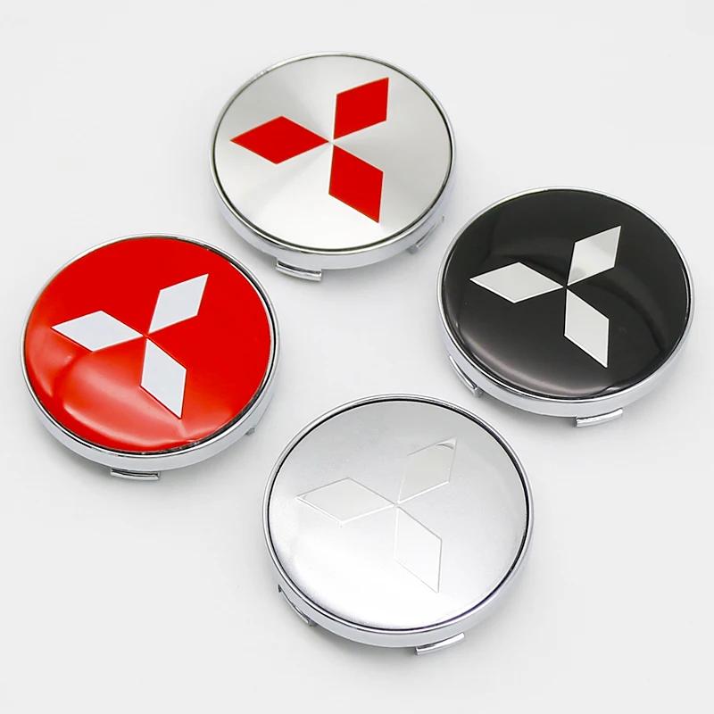 60mm, 4pcs Car Wheel Center Caps: Stickers Specifically Designed for Mitsubishi Pajero, Outlander, XL, Montero, Lancer, Trito