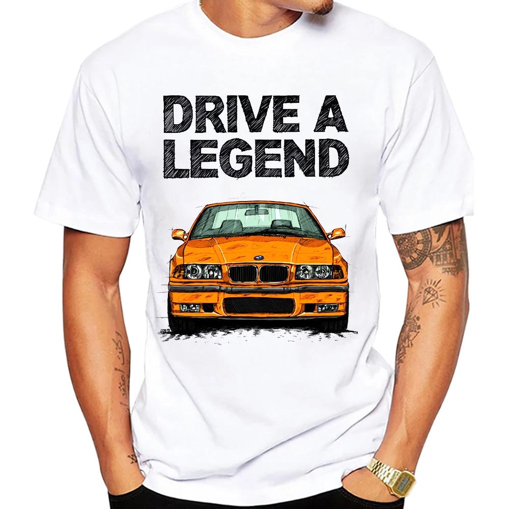 Drive A Legend E36 M3 Compact 90's T-Shirt Summer Men Short Sleeve Harajuku BM Car Design Boy Casual Tops Hip Hop White Tees