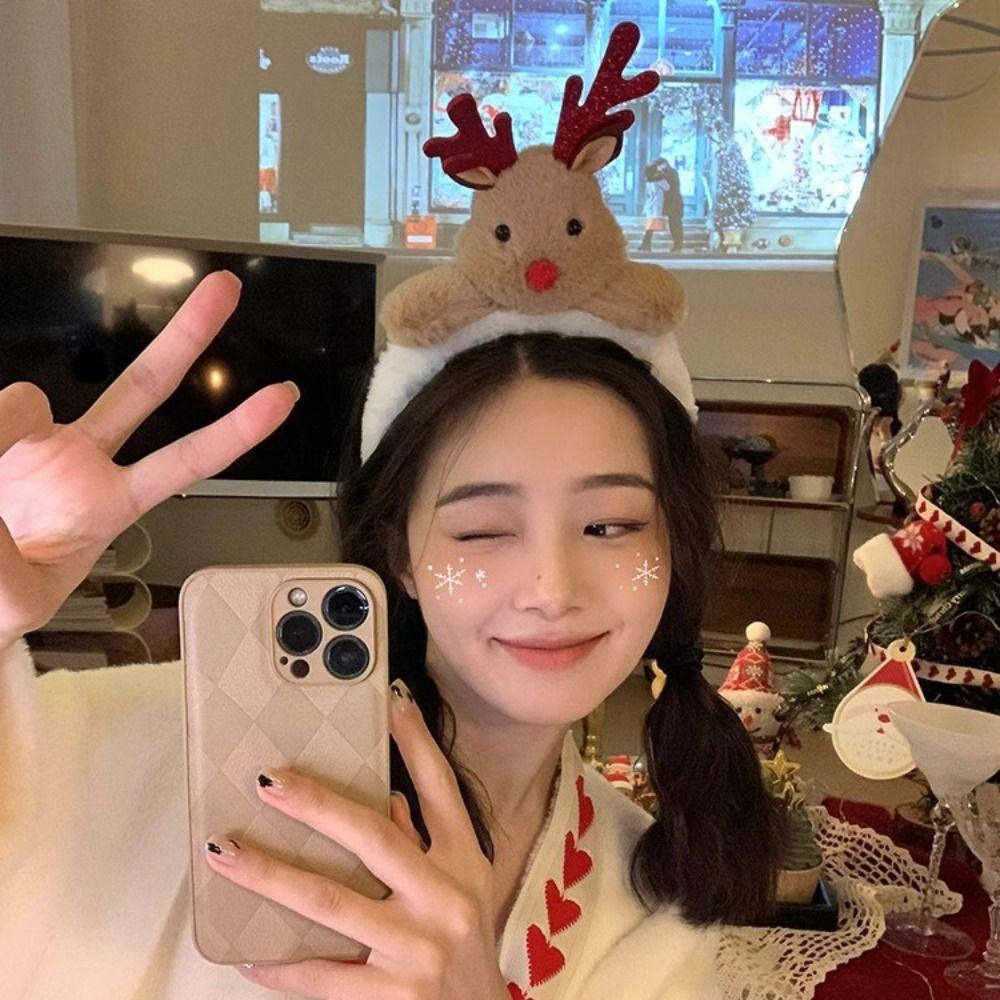 Elk Hair Hoop Antlers Headband Christmas Decoration Red Christmas Hat  Festival Decoration