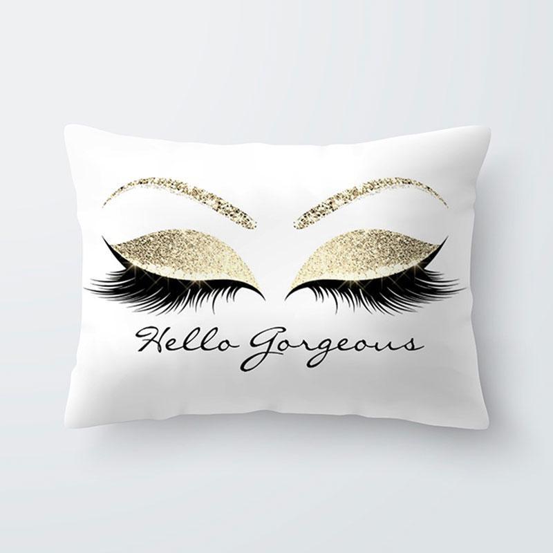 throw pillow with eyelashes