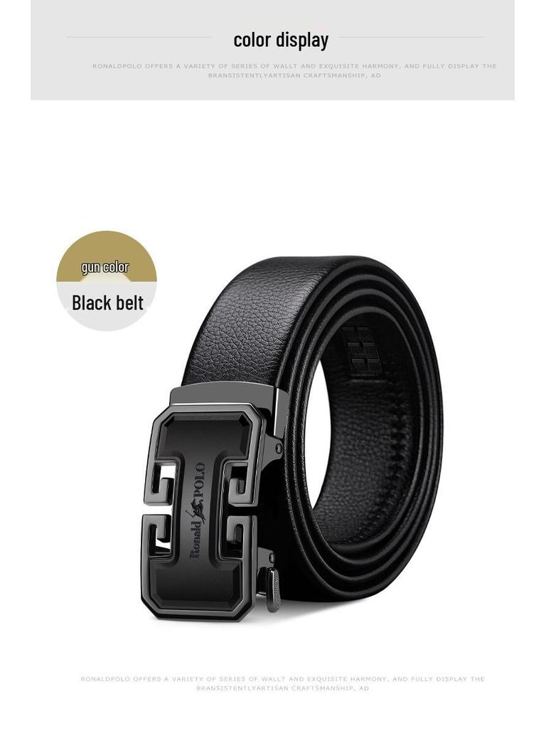Paul's Men's Genuine Leather Belt with Automatic Buckle, Cowhide, for Business and Casual Wear.