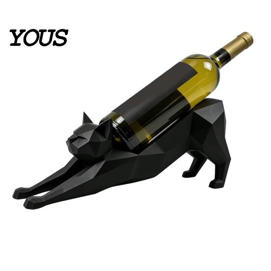 Cat Lover Decor 3D Printed Wine Bottle Holder, Minimalist Geometric Shaped Stable Support Rack for Home Bar Counter, Gift Lovers Decorative