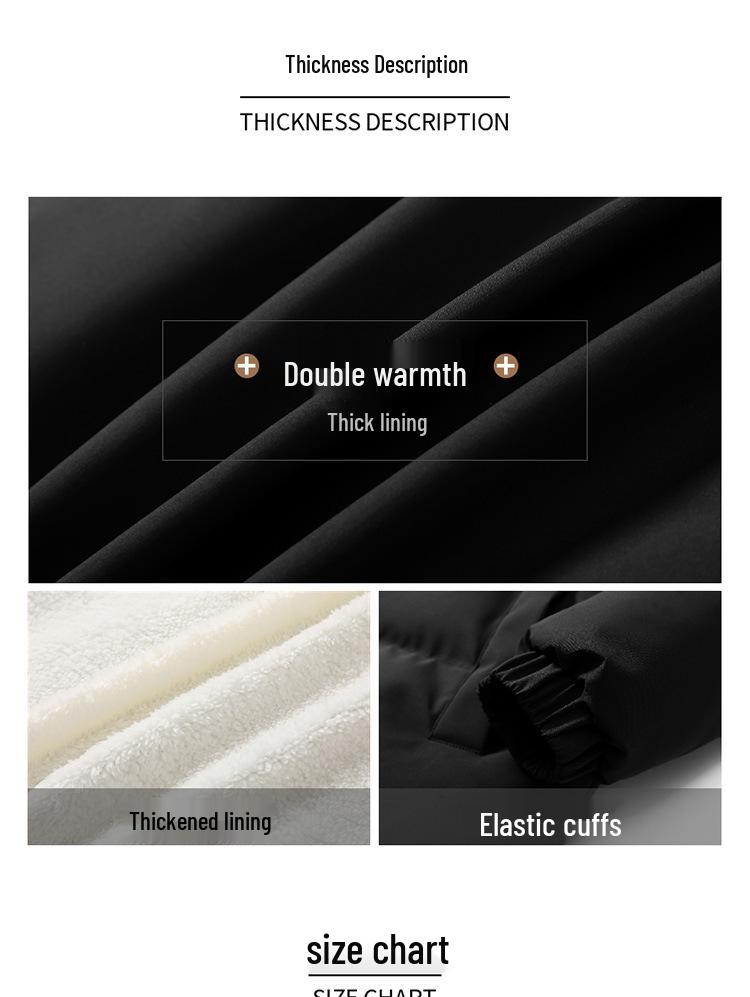 Plus Size Men's Thickened Cotton Jacket for Autumn/Winter - Warm Stand Collar Outerwear for Cold Protection.