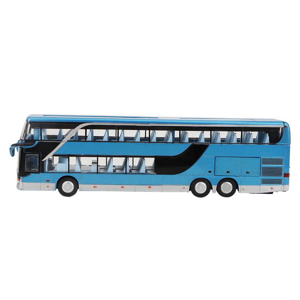 Elektrický 1:32 Alloy Doubledecker Bus Model Hračka s lehkou hudbou pro děti Dárek pro děti (Modrý)