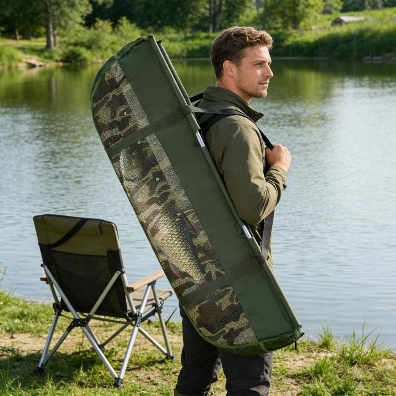 Strong Fish Measuring Container For Oversized Varieties constructed From Long permanent Polyester With Fast Water Release Net And Space Saving Style