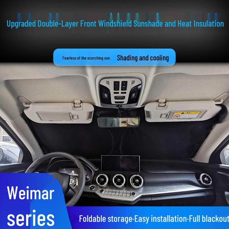 

Weltmeister EX5-Z Front Windshield Sunshade: Double-Layer Heat Insulation, Full Coverage, Opaque. One Silver One Black