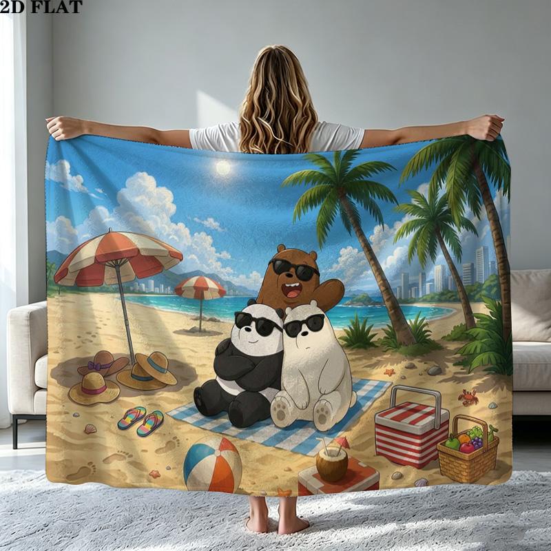 We Bare Bears Print Flannel Blanket High Quality Warm Comfortable Cover for All Seasons Perfect for Gifts Home Decor