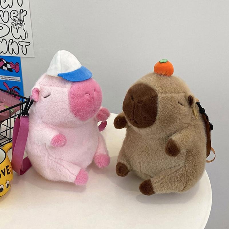 Cute  Capybara Plush Backpack Large Capacity Capybara Crossbody Bag Handbag Soft Capybara School Bag For Girls Birthday Gifts