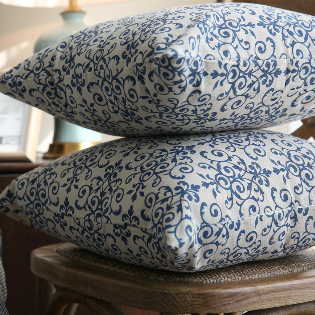 Table Cloth Retro Blue and White Porcelain Pattern Chinese Classical Cotton Linen Tablecloth