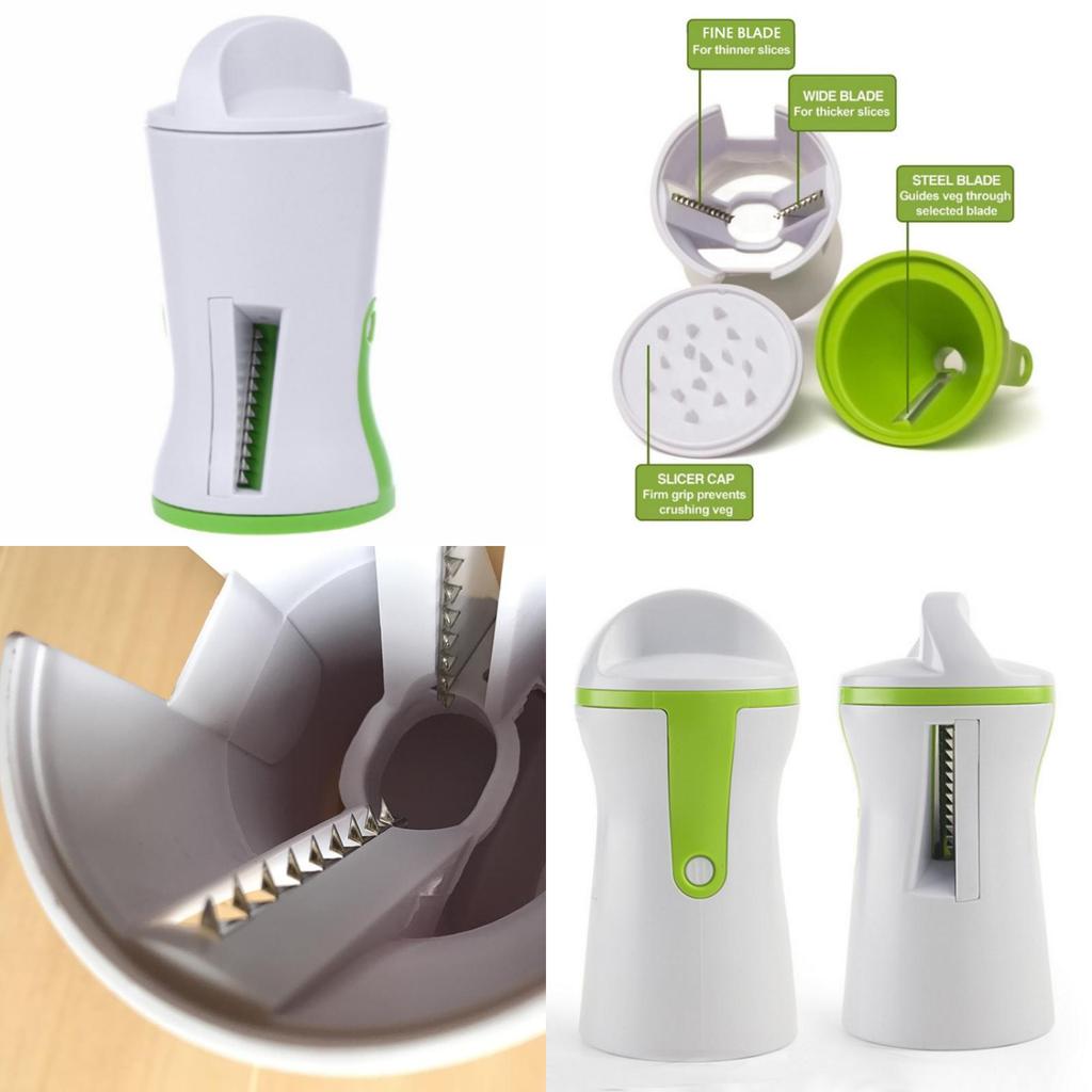 Langlebiger ABS- und Edelstahl-Gemüsespiralschneider mit Doppelklingen für gesunde Mahlzeiten