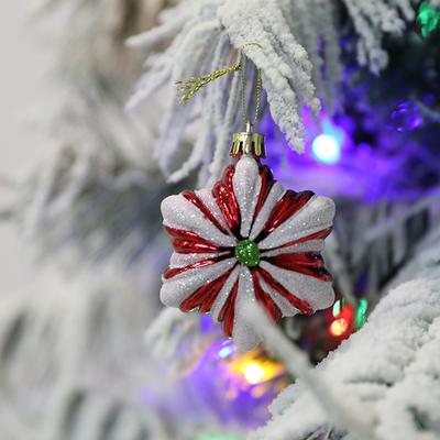 6pcs/box Christmas Tree Pendant Red Star Candy Snowflake Xmas Ball Ornament New Year 2025 Home Decoration Noel Gift Navidad 2025