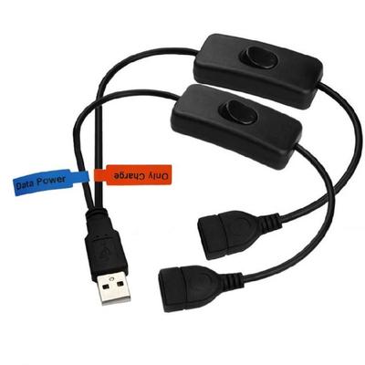 USB Y Extension Cable with ON/Off Switches USB 2.0 Male To Female Splitter