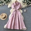 Elegant temperament lapel short sleeve temperament dress women's summer waist thin A-shaped skirt commuter temperament dress