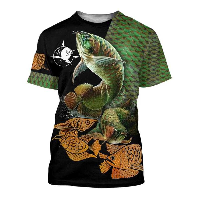 Men's Summer T-shirt Brook Trout Fishing 3D Printed Harajuku Casual Short Sleeve T-shirt Unisex Neutral Outdoor Quick Drying Top