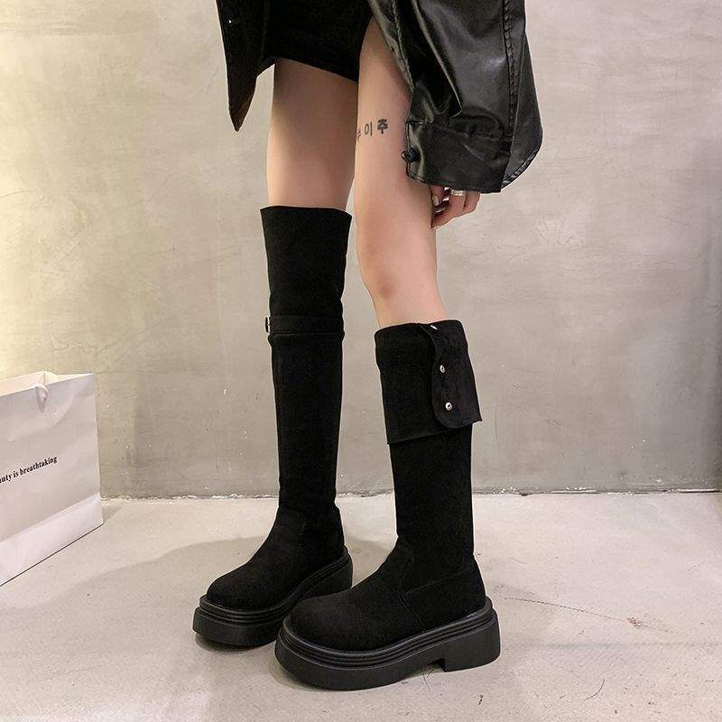 Two Wear Folded Thick-soled Boots for Children, New Thick-heeled Knee Knight Boots In Autumn and Winter 2025, Spring and Autumn