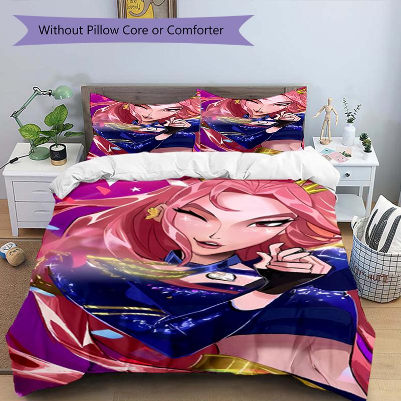 3pcs KPop Demon Hunters MIRA1 Design Cover Set - HD Printed Bedding with 1 Cover and 2 Pillowcases - Perfect for Home and Dorm Decor