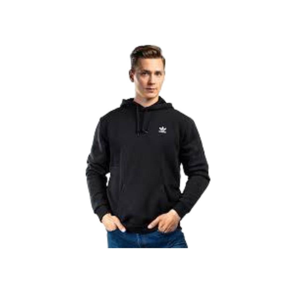Adidas Originals Essentials Solid Logo Fleece Hoodie Men Tops Black H34652