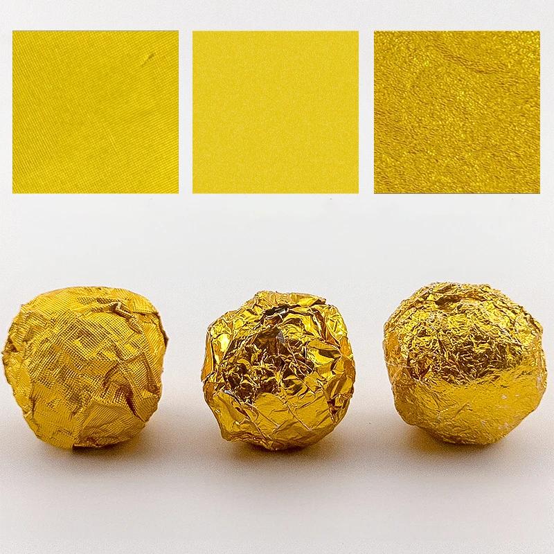 100PCS Gold-Color Tin Foil Wrapper Paper for DIY Chocolate and Sweets Candy Bar Packaging Wedding Gift Wrapping Paper Sheets