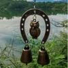 Lucky Horseshoe Wind Chime With Owl And Butterfly Hanging Chain Rustic Boho Style For Home And Garden Table Decor Gift For Women