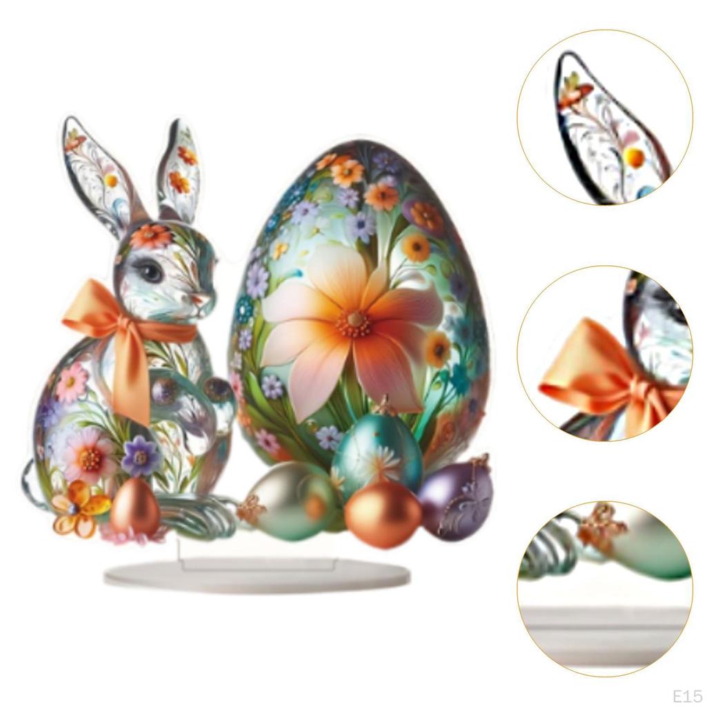 2D Easter Bunny Egg Decoration Acrylic Sign Collectibles Friend Gift Flat Desktop Ornament for
