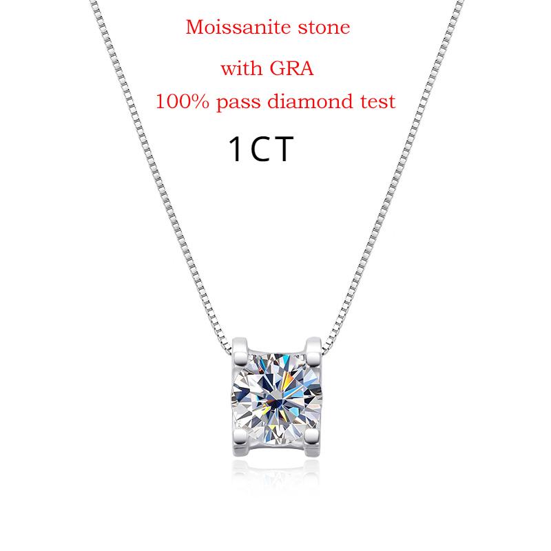 Smyoue 1-2CT Certified D Color Moissanite Pendants for Women Classic Wedding Necklace Original S925  Silver Jewelry GRA