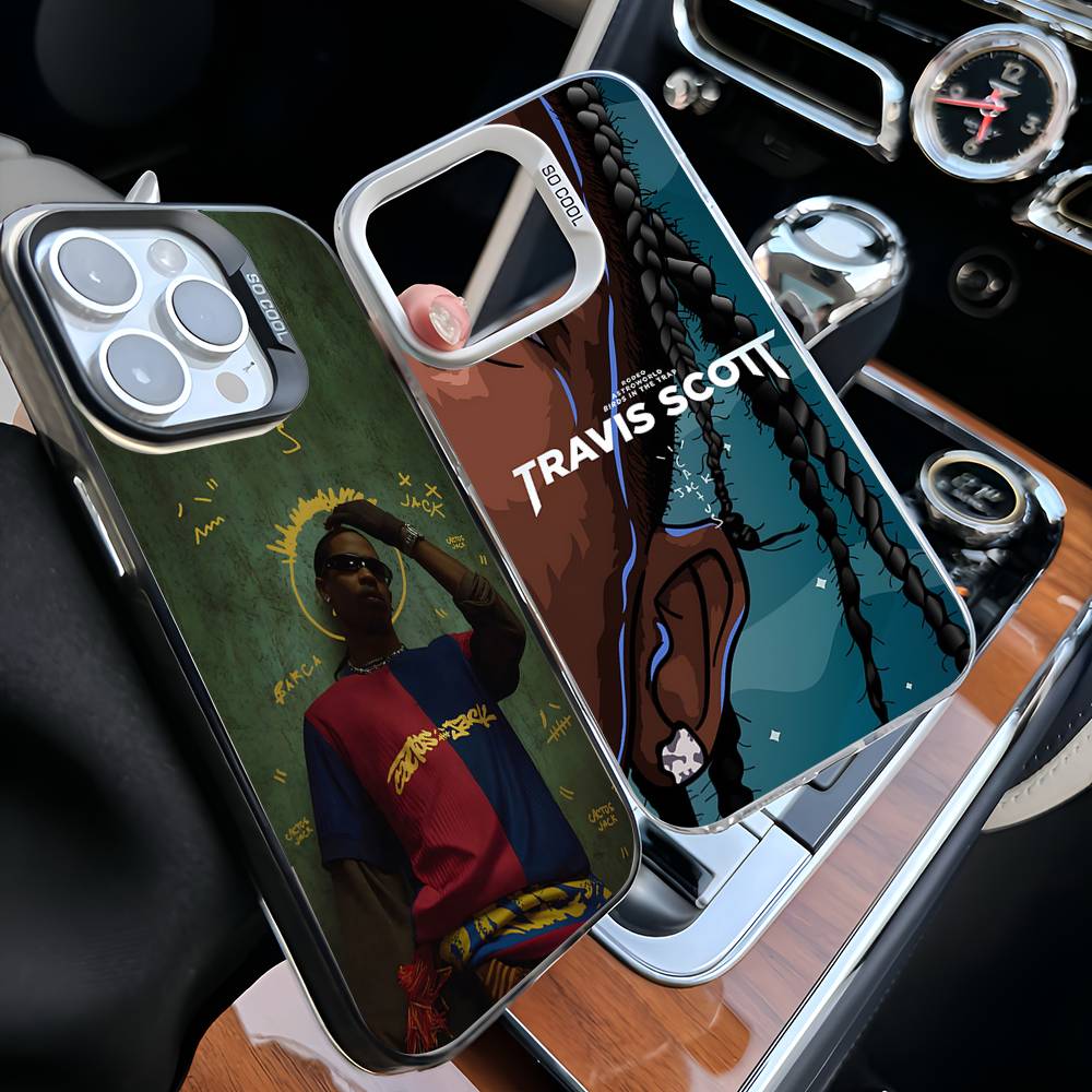 T-Travis S-ScottS Singer For Iphone 15 14 13 Plus 17 16 12 11 Pro Max Matte Colored Silver Luxury Phone Cover