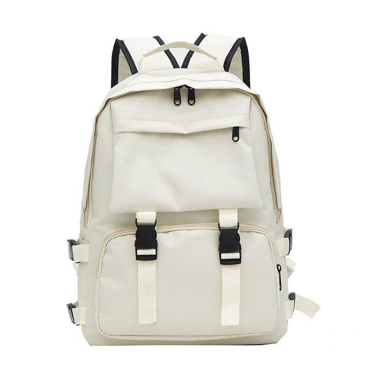Schoolbag1011 Solid color tooling backpack Fashion street trendy popular lock Big boy schoolbag Mori student backpack