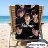 1PC Custom Name Beach Towel Kpop Group Beach Towel, Suitable for Camping, Travel, Beach Accessories, Super Absorbent, Family Gift