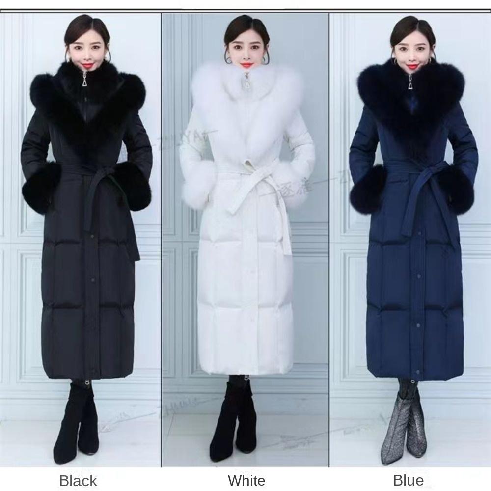 

Утолщенная и удлиненная модная куртка на утином пуху белого цвета Bao Slim Fit