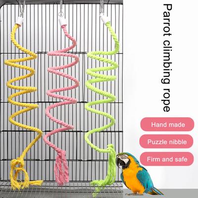 Parrot Climbing Toy Spiral Shape Bite Resistant Bright Color Tassel Design Wear-Resistant Relieve Stress