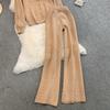 Jesień Zima Damski Designerski Wzorzysty Dzianinowy Sweter Spodnie Dwuczęściowy Zestaw Długi Rękaw Jednorzędowa Kurtka Top i Spodnie z Elastycznym Pasem Dres