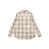 UNIQLO Checkered Stripe Pointed Collar Long Sleeve Shirt Unisex shirts Beige 462388-31